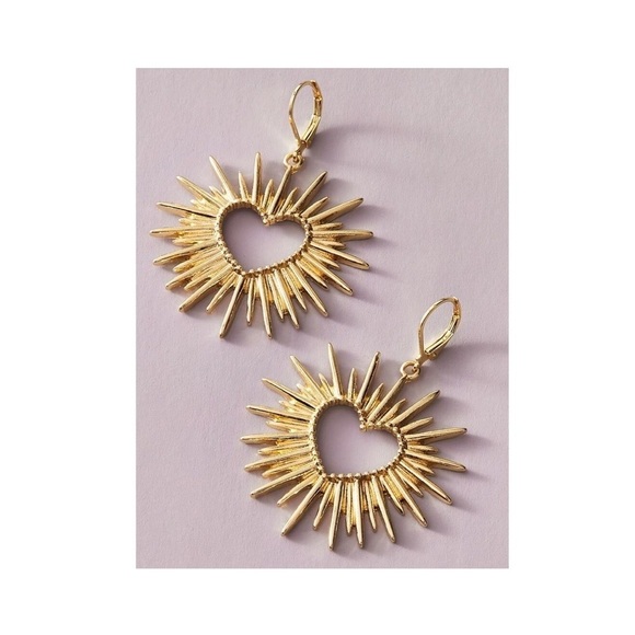 GlitzBlitz Boutique Jewelry - Any 2/$20!Gold Bursting Heart Huggie Hoop Earrings